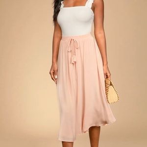 Lulus Regatta Blush Pink Tassel Midi Skirt